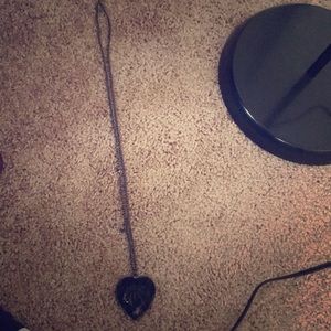 Long laced heart necklace